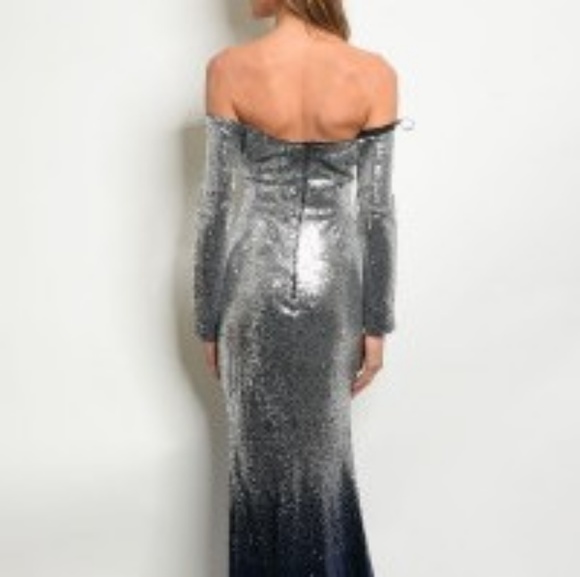 Silver Navy with Sequins Dress - Picture 3 of 4